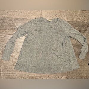 LOFT Crew Neck Grey Long Sleeve Top Size L